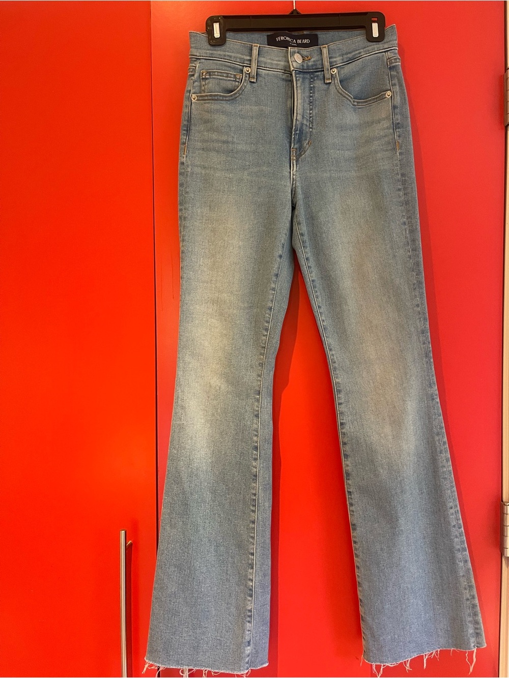 Veronica Beard Light Wash High-Rise Flare Jeans
